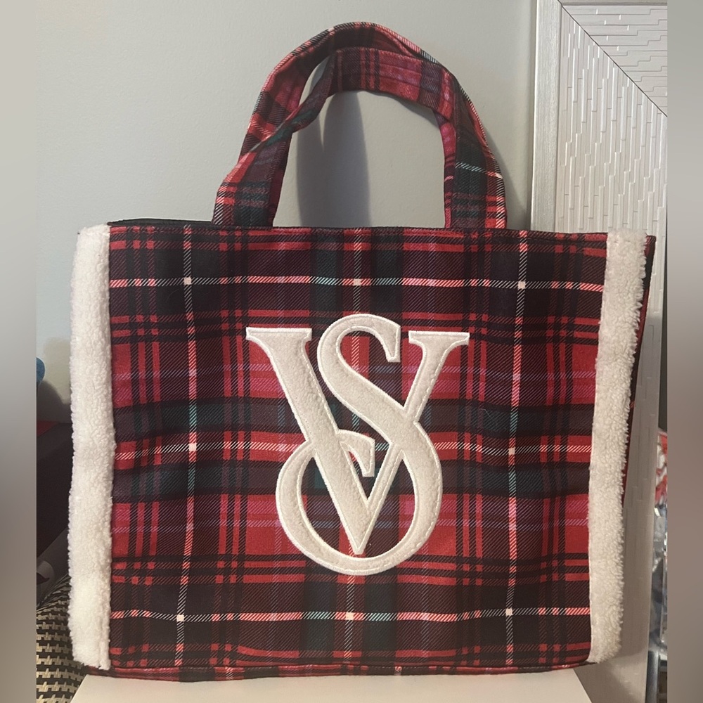 Victoria's Secret Red and Black Plaid Tote